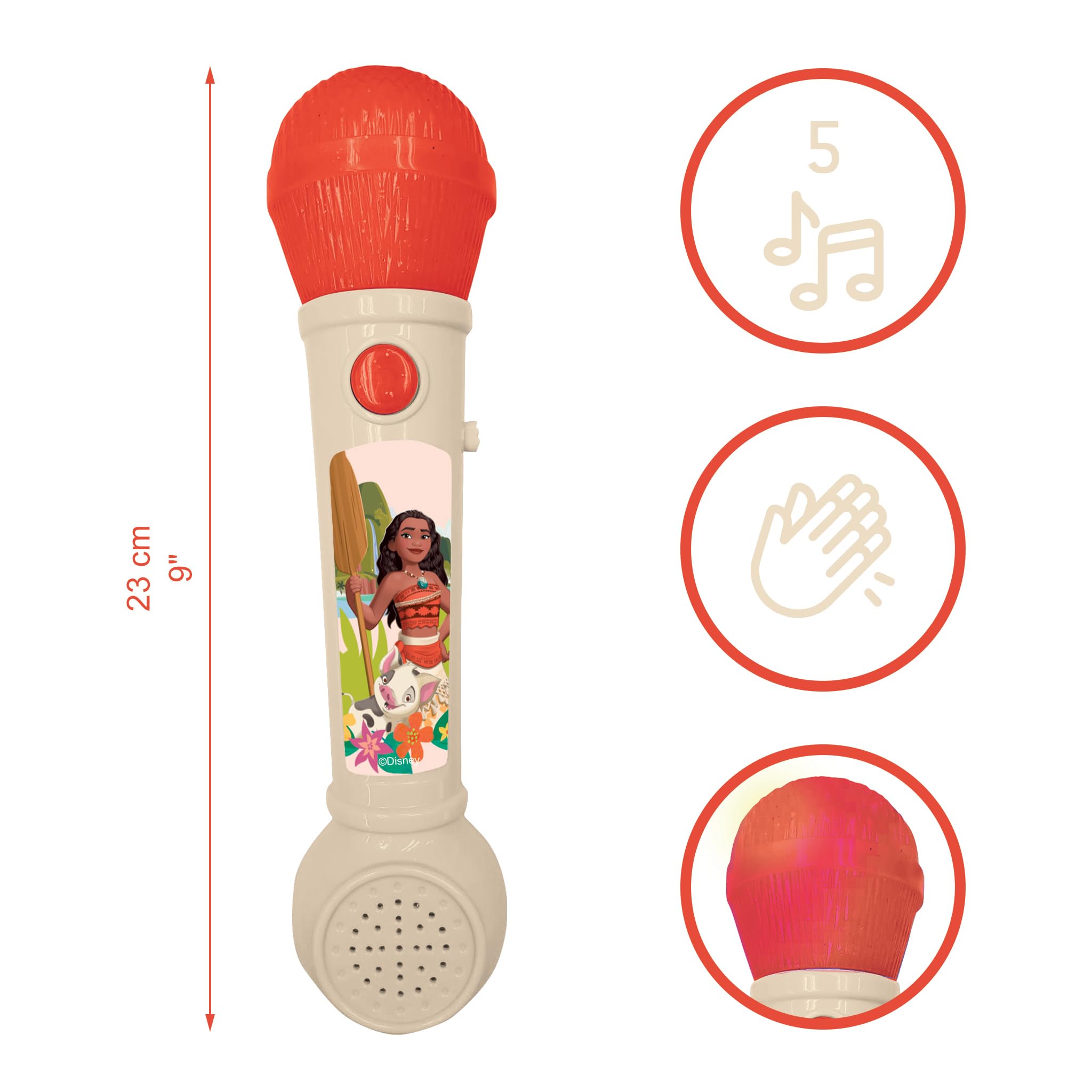 LEXIBOOK Moana Lighting Microphone - Musical Toy with Built-in Speaker & Light Effects 2