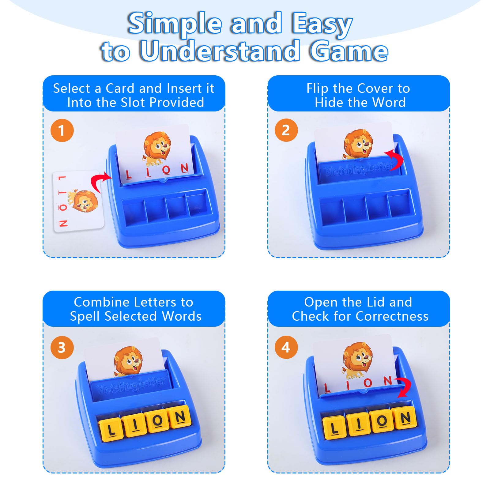 MOXYOY Educational Spelling Matching Game - Learning Toy for Kids Ages 3+ 2