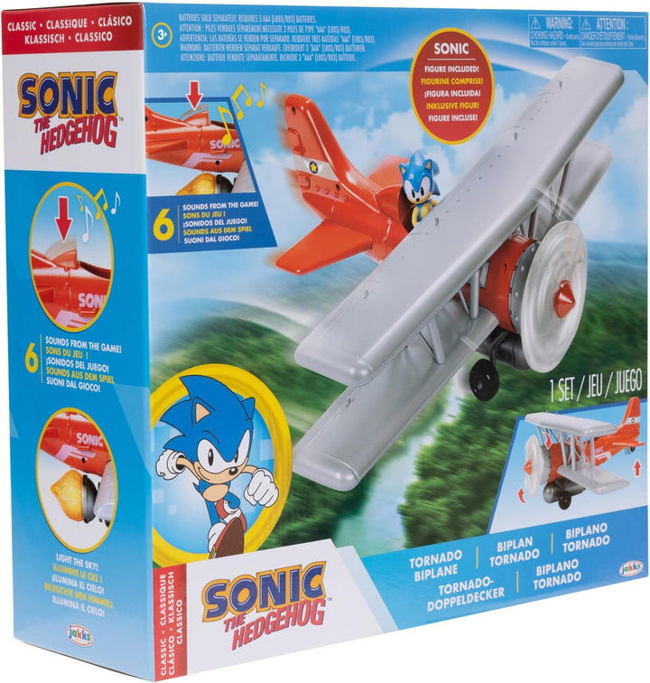 Sonic The Hedgehog Tornado Biplane Playset - 2.5" Sonic Figure Included, Ages 3+