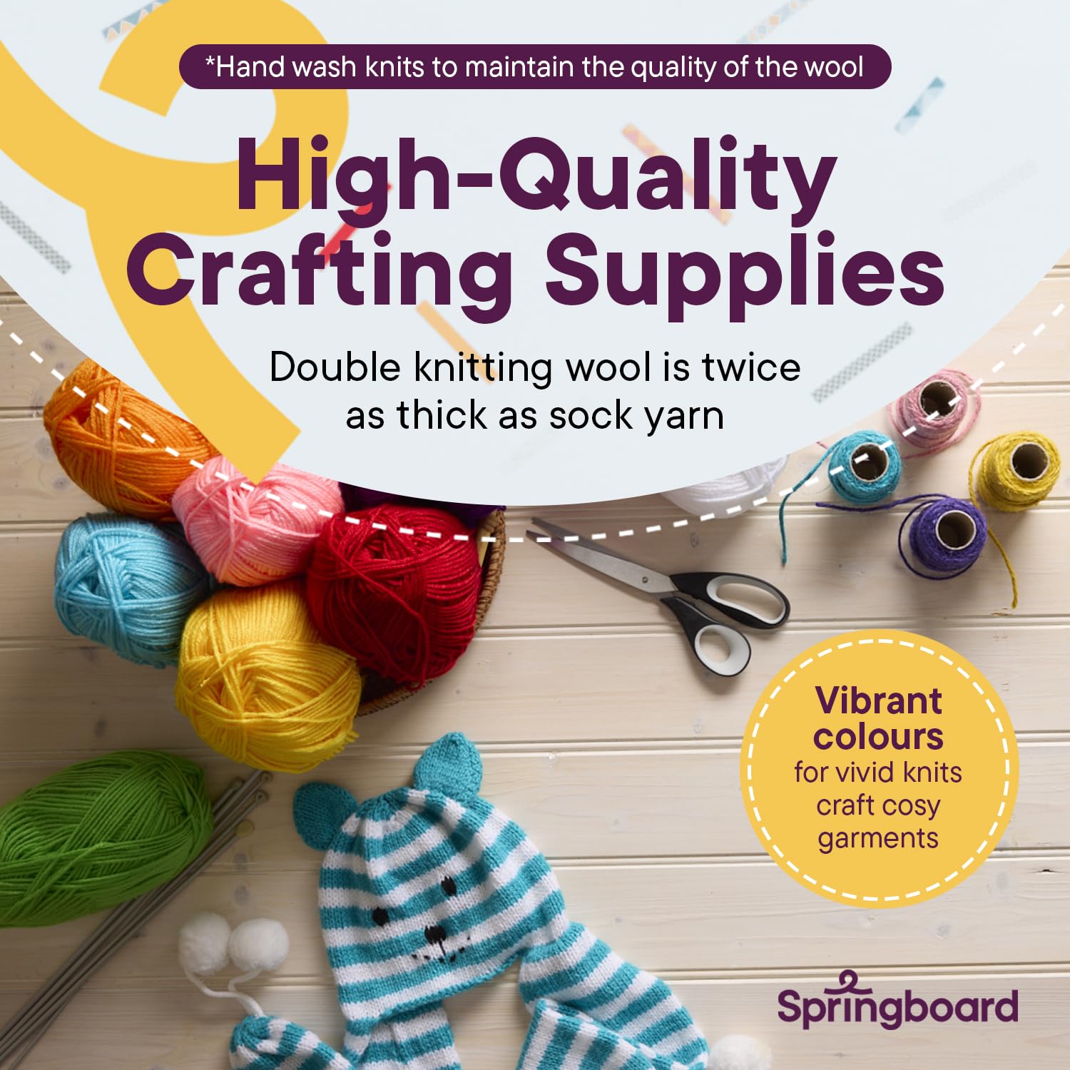 Springboard Acrylic Double Knitting Wool Multipack - 10x100g Coloured DK Yarn for Crafts 2