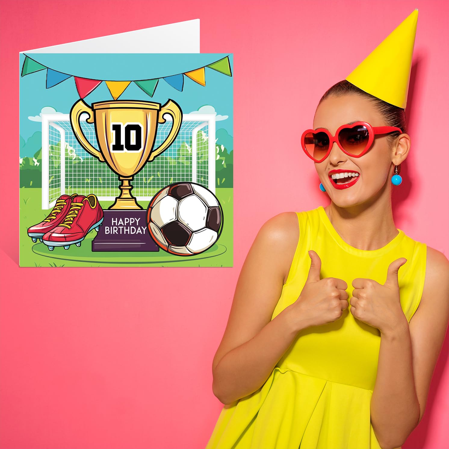 Stuff4 10th Birthday Card for Boys - Football Trophy Design | 145mm Square | Blank Inside 7