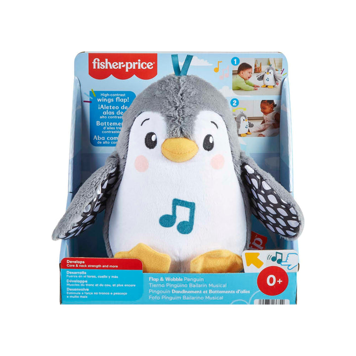 Fisher-Price Flap & Wobble Penguin - Plush Musical Tummy Time Toy for Newborns 0+ Months