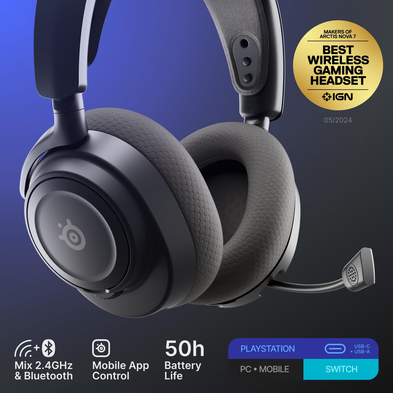 SteelSeries Arctis Nova 7P Wireless Gen 2 - PS5 Gaming Headset with 2.4GHz + Bluetooth 5