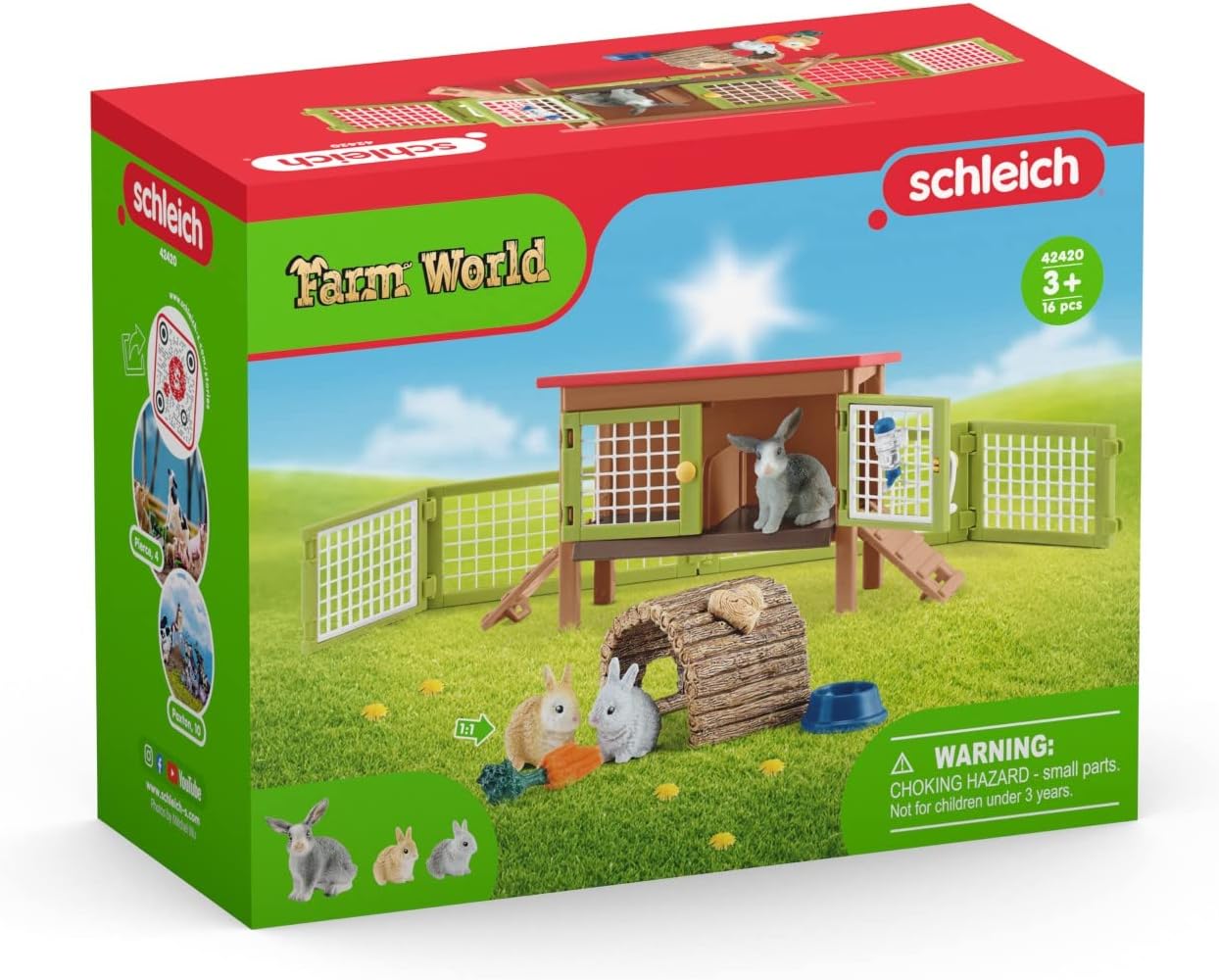 SCHLEICH Farm World Rabbit Hutch Playset - 8-Piece Animal Set for Imaginative Farm Play 7