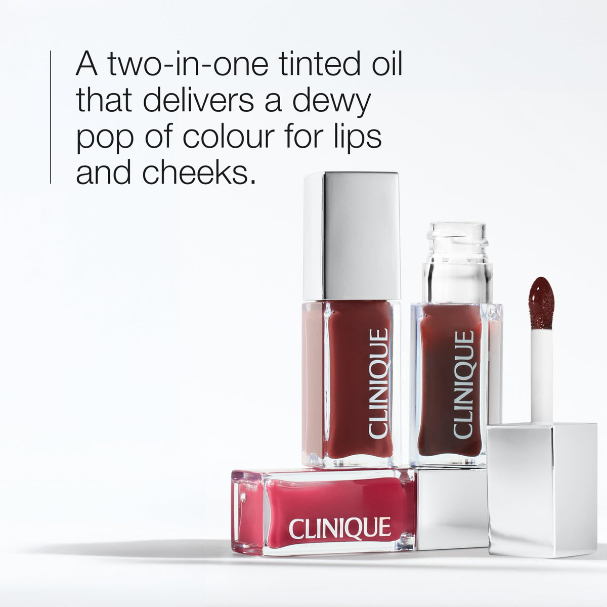 Clinique Pop Tinted Lip Oil + Cheek Oil - Conditions Lips, Natural Dewy Cheek Flush | Pink Honey