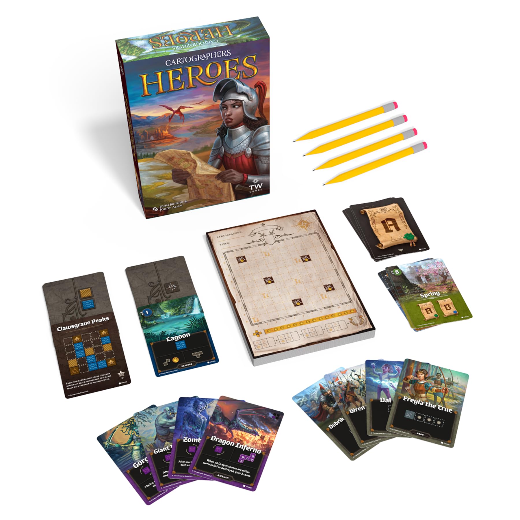 Thunderworks Games Cartographers Heroes Board Game | 1-100 Players | Ages 10+