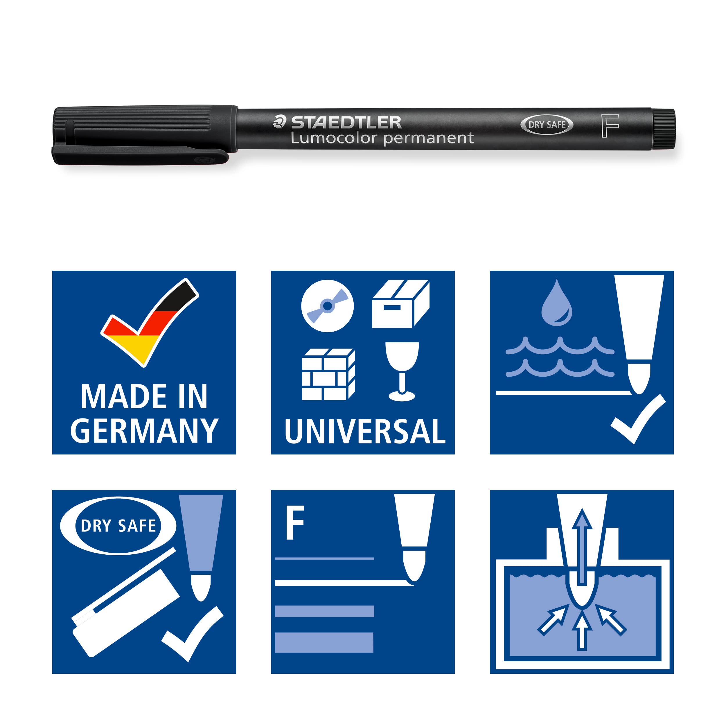 STAEDTLER Lumocolor Permanent Markers - Smudge-Proof & Waterproof | 5 Pack, Fine 0.6mm, Black 4