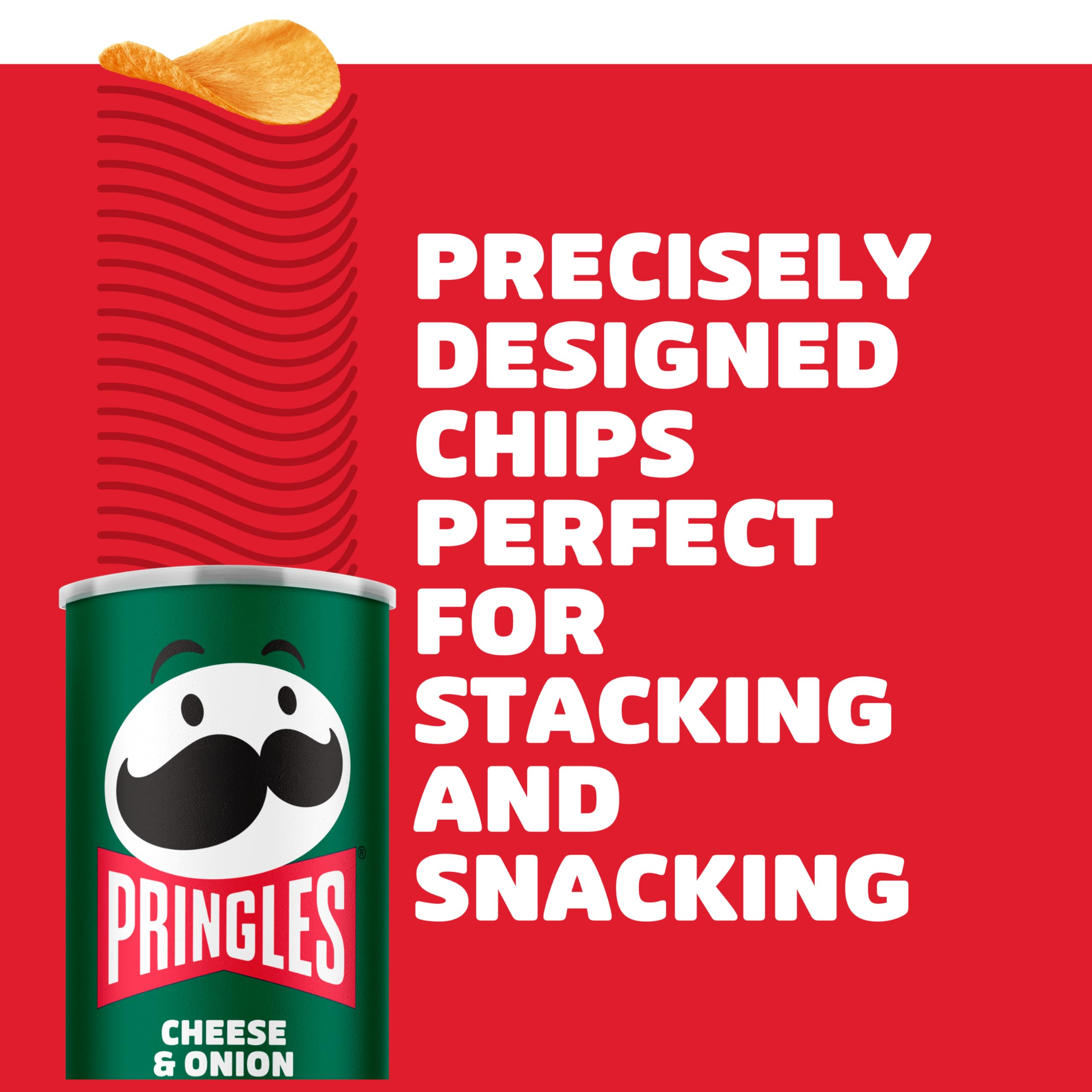 Pringles Cheese & Onion Crisps - Bold Flavor | Re-sealable Tube | 185g Single Bag