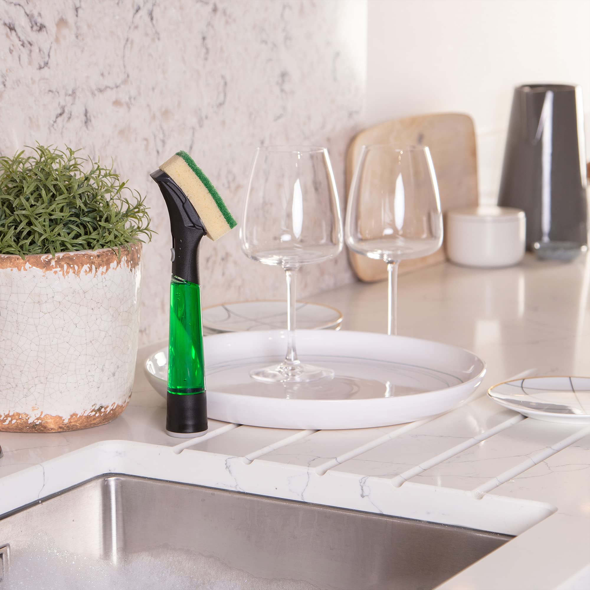 Dishmatic - Extra Heavy-Duty Washing-Up Sponge Refill Heads Black with Antibacterial Layer 3