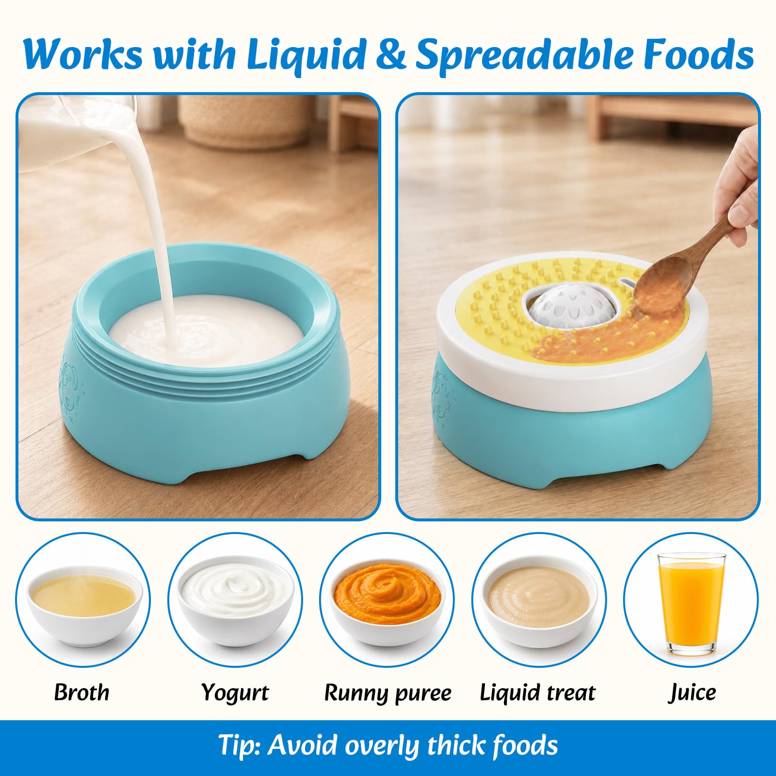 Euqvunn Slow Feeder Dog Bowl with Screw Lid | 260ml Capacity | Blue & Yellow 3