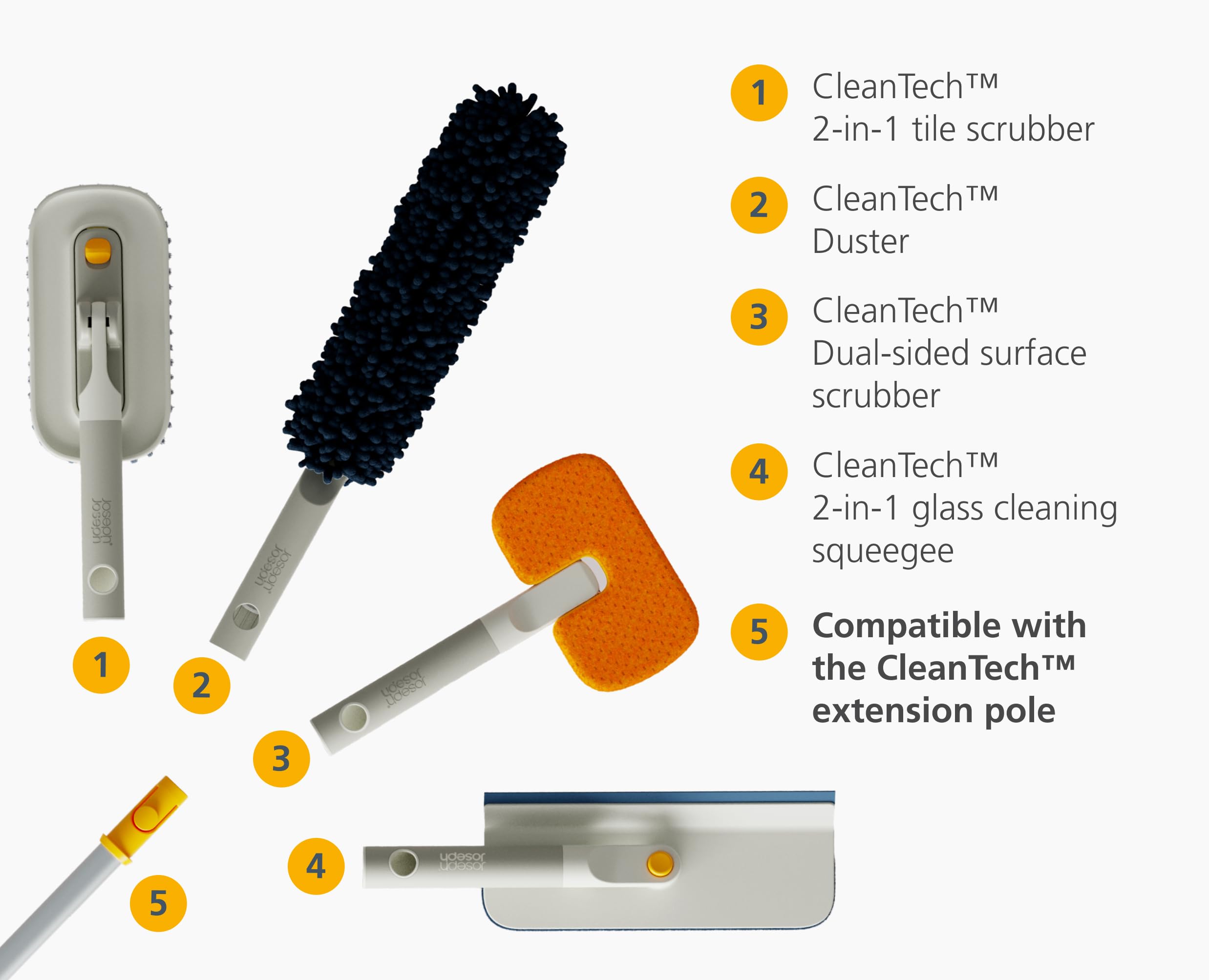 Joseph Joseph CleanTech 3-in-1 Duster with Storage Sheath | Microfiber & Noodle Fabric | Light Stone 4