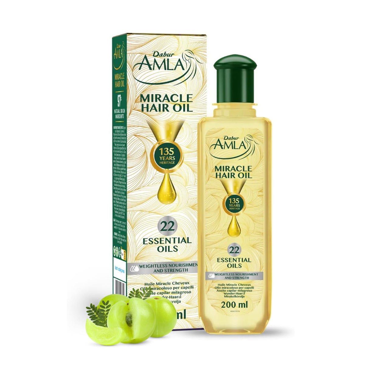 Dabur Amla Miracle Oil - 200ml | Infused With 22 Ayurvedic Essential Oils | Suitable For All Hair Types
