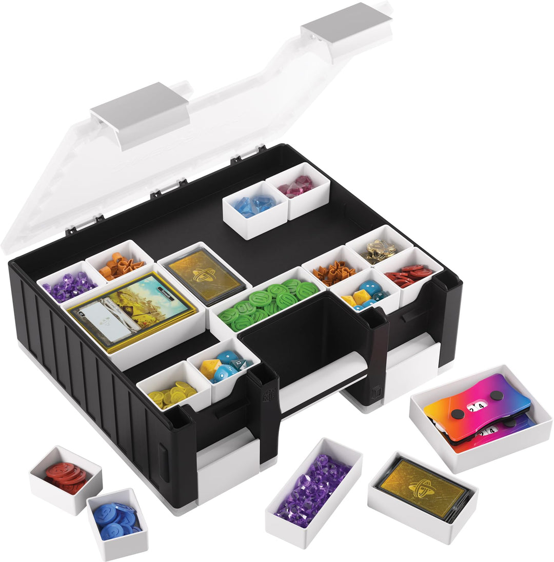 Gamegenic Game Castle Black/White/Clear - Double-Sided Card and Token Storage Case