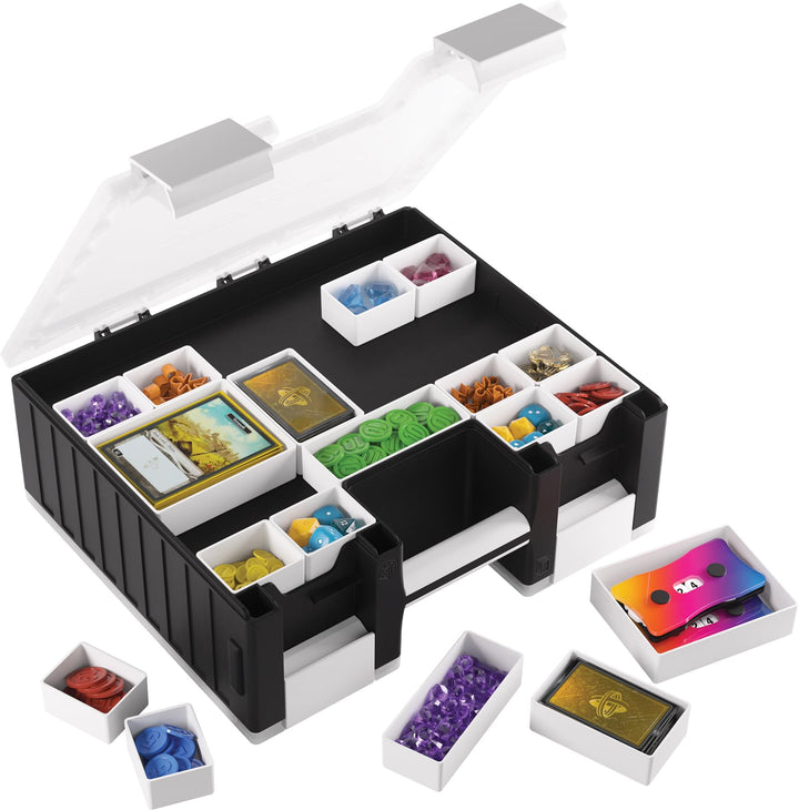 Gamegenic Game Castle Black/White/Clear - Double-Sided Card and Token Storage Case
