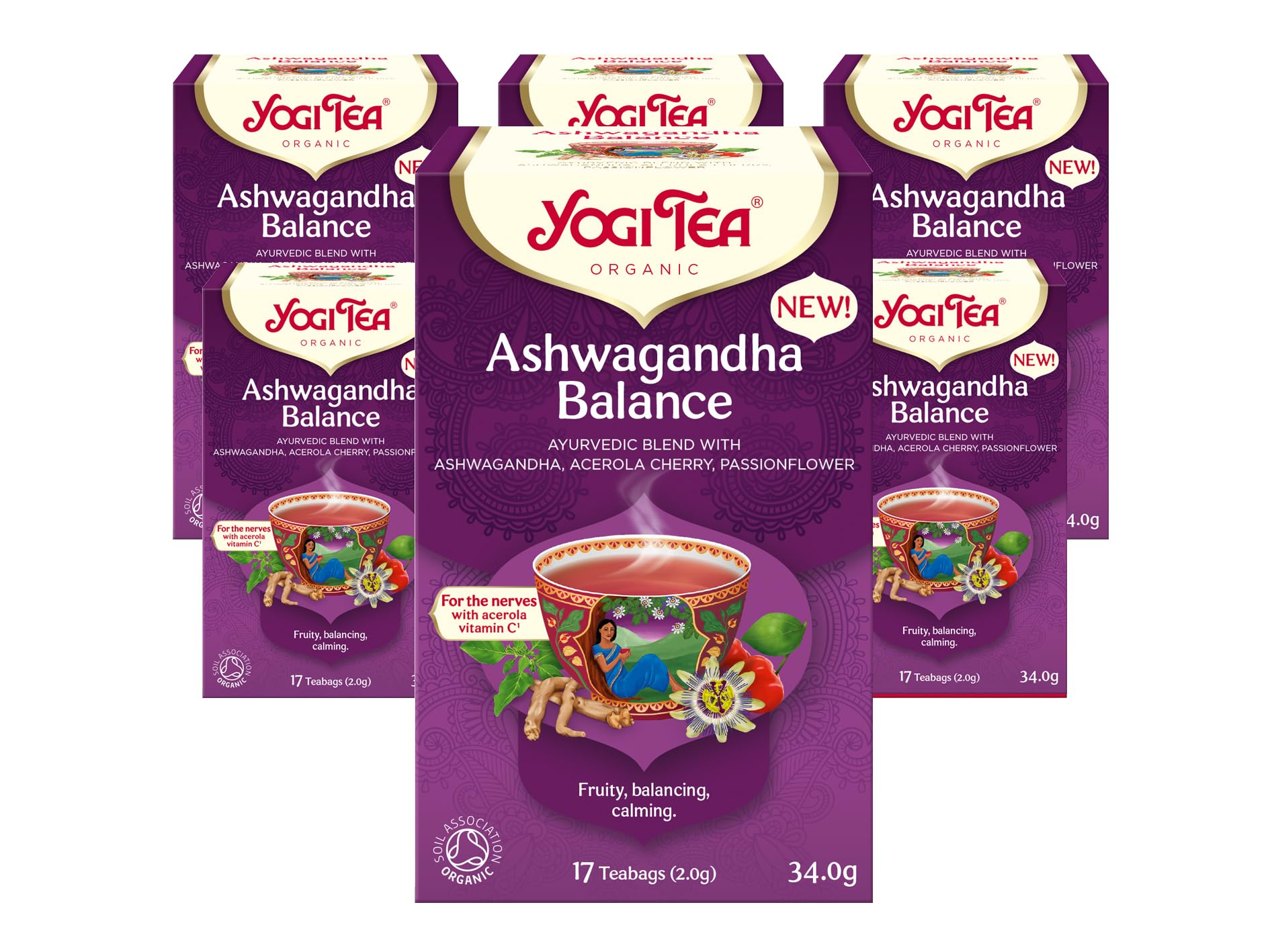 YOGI TEA Ashwagandha Balance Organic Herbal Tea - Promotes Relaxation & Stress Relief | 6 x 17 Bags 1
