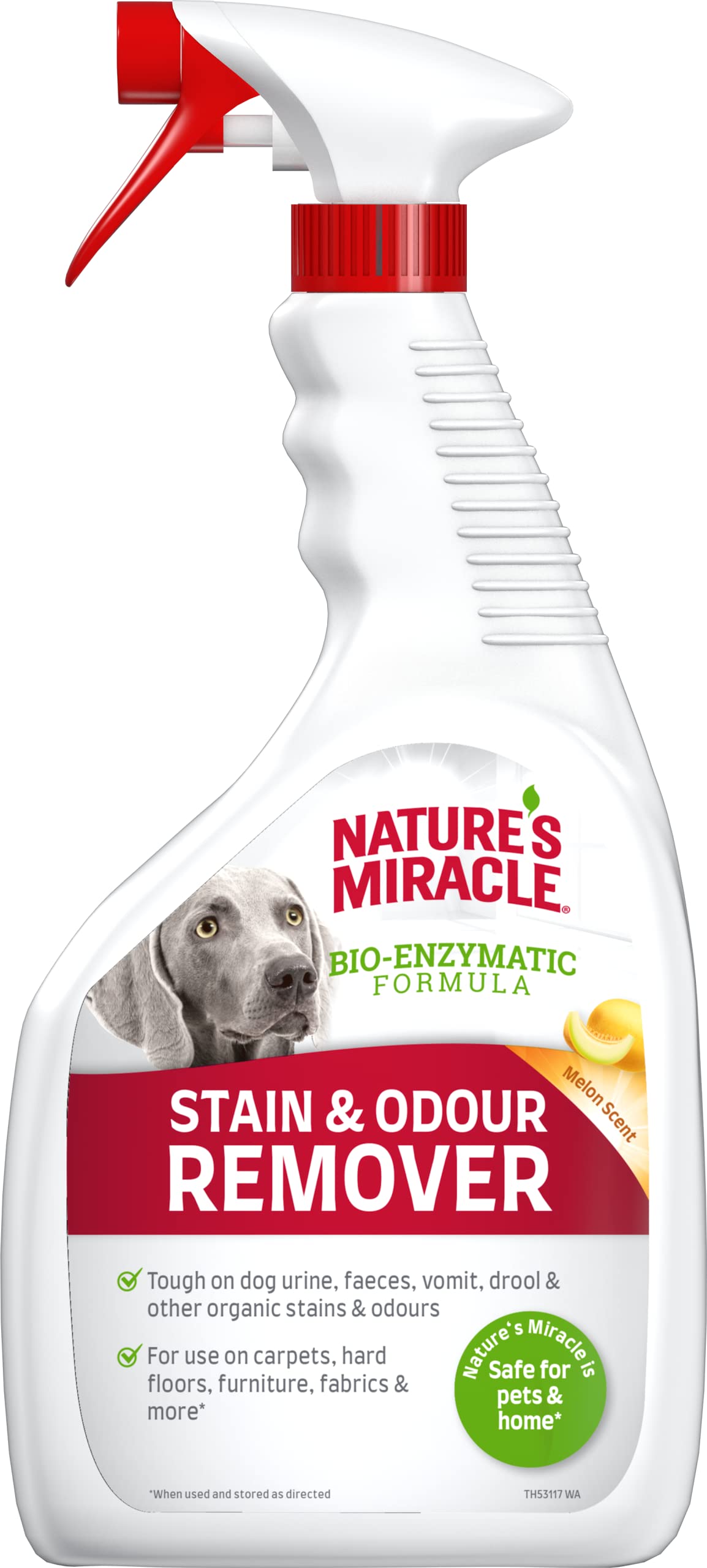 Nature's Miracle Dog Stain & Odour Remover - Bio-Enzymatic Formula, Melon Scent, 946 ml