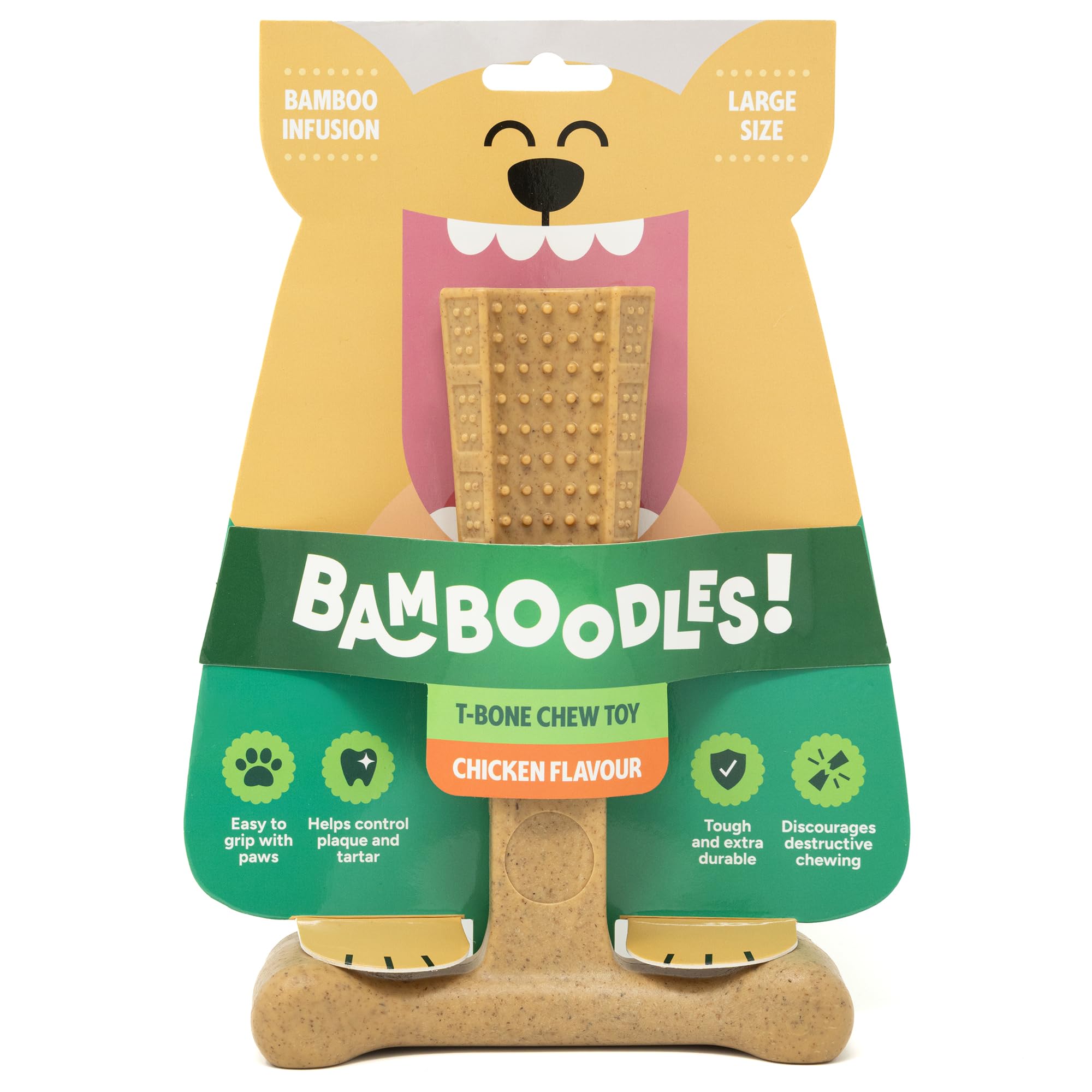 Bamboodles T-Bone Dog Chew Toy - Large Size | Cheese Flavour | Heavy Duty