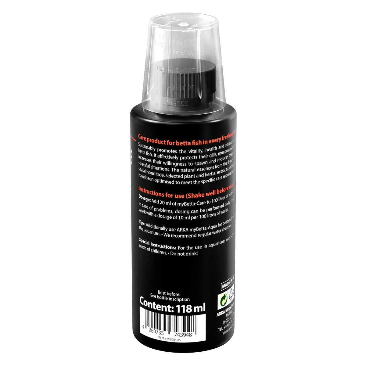 ARKA myBetta-Care Water Treatment - Promotes Vitality & Health | 118 ml