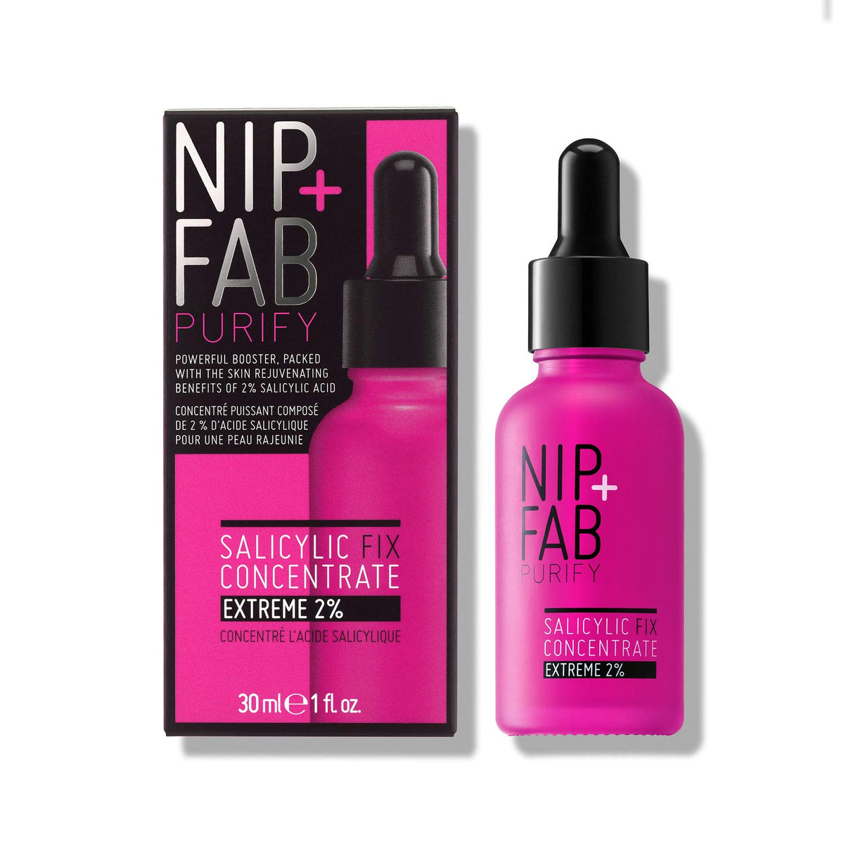 Nip+Fab Salicylic Acid Fix Booster Extreme 2% BHA Liquid Drops - Minimizes Pores, Evens Skin Tone | 30 ml
