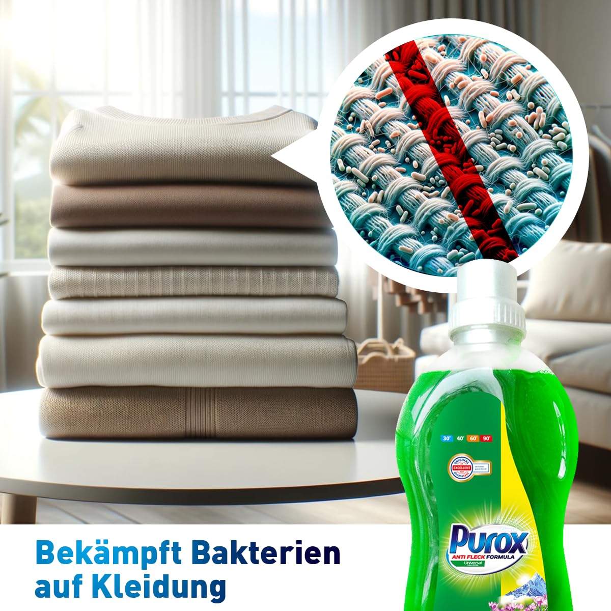 Clovin Purox Universal Liquid Detergent Gel - 33 Washes | 1L | Phosphate-Free 7