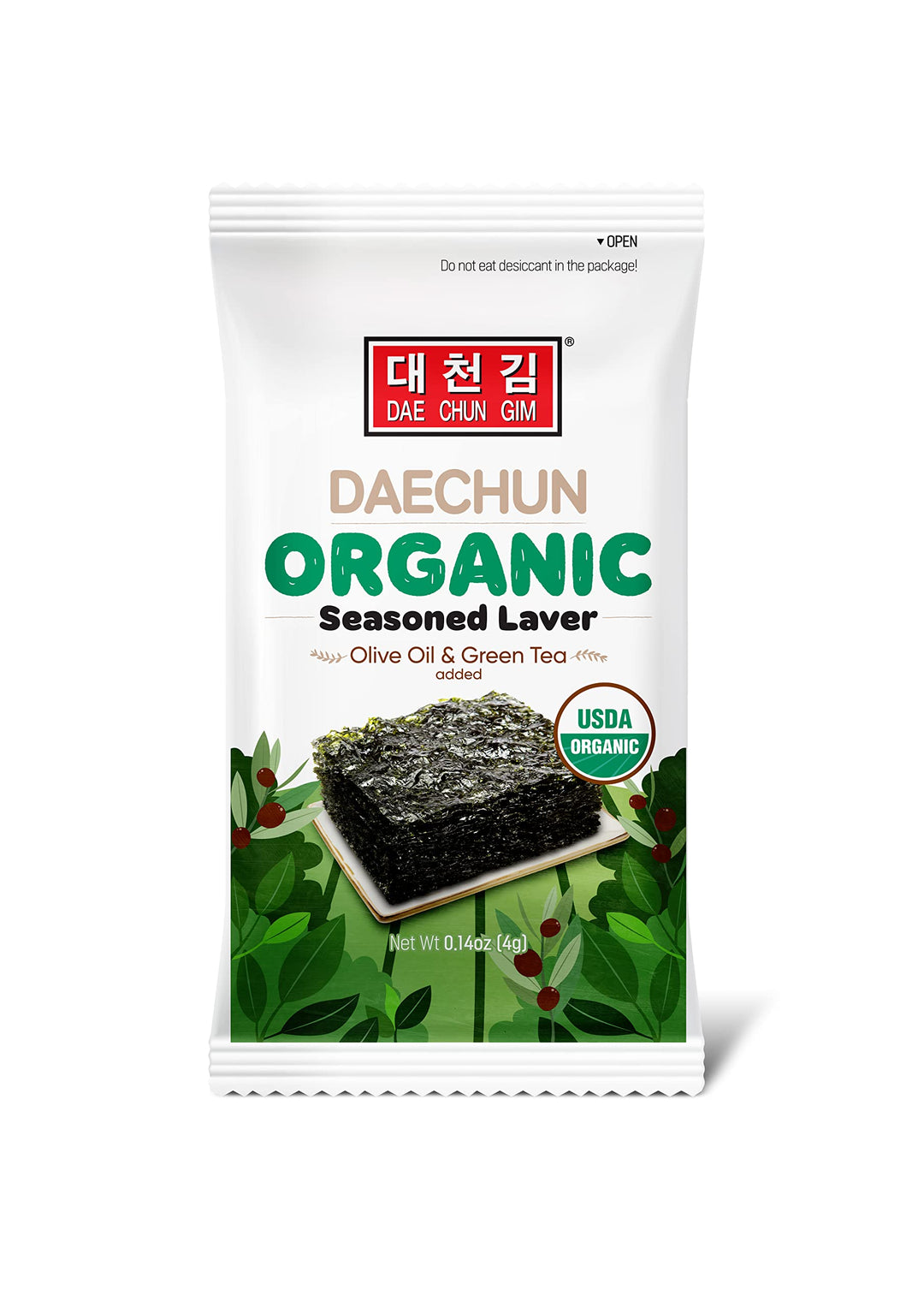 DAECHUN Organic Seaweed Snack, 20 Pack, USDA Certified, Roasted with Organic Olive Oil