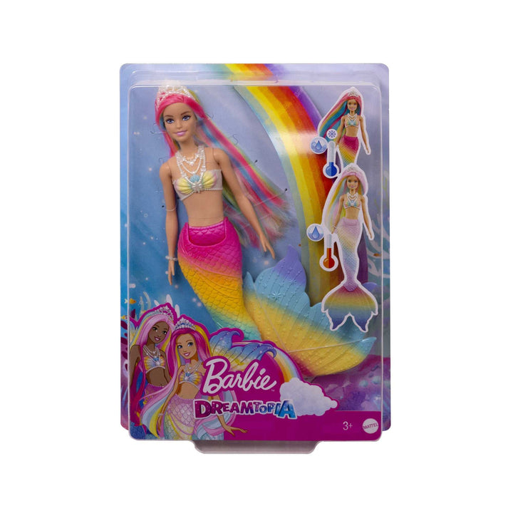 Barbie Dreamtopia Rainbow Magic Mermaid Doll - Water-Activated Color Change Feature, Ages 3 to 7