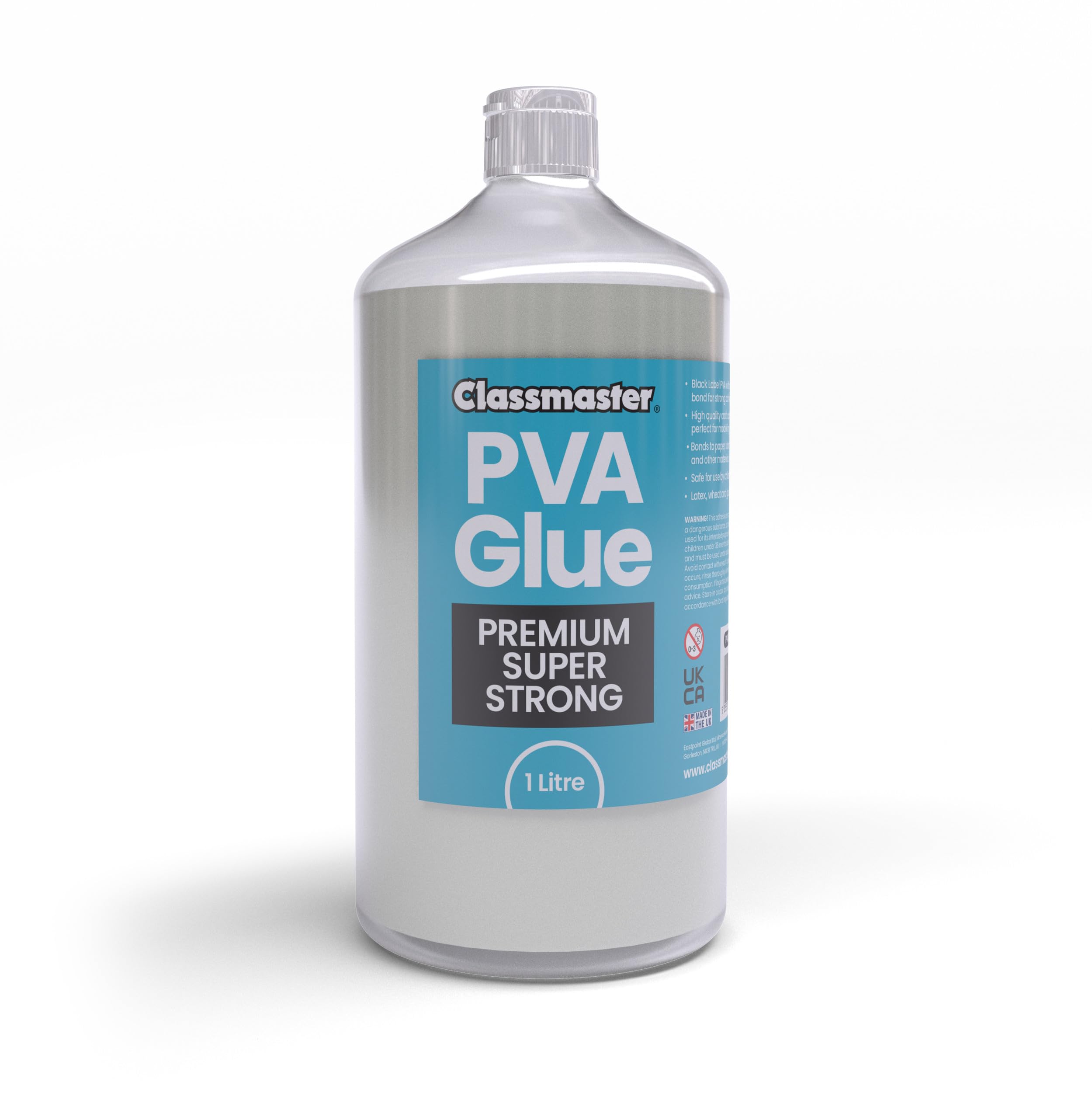 Classmaster PVA Glue - 1 Litre | Strong Adhesive for Paper, Cardboard, Fabric & Timber 1