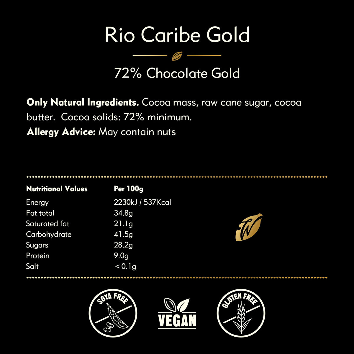 Willie's Cacao Rio Caribe 72% Dark Chocolate Bar - 50g