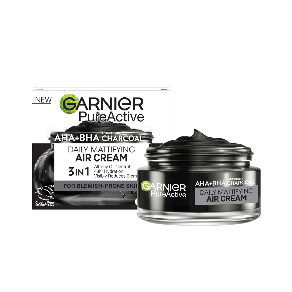Garnier Pure Active AHA+BHA Charcoal Daily Mattifying Air Cream - 50 ml