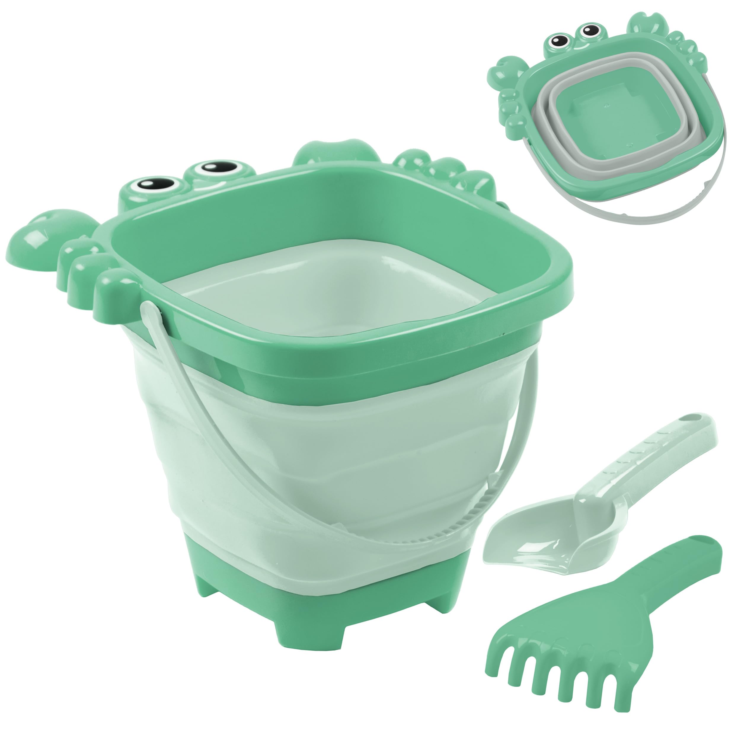 Mookie Collapsible Beach Bucket Set with Crab Sandcastle Mould | 3 Buckets | Ages 10m+ 1