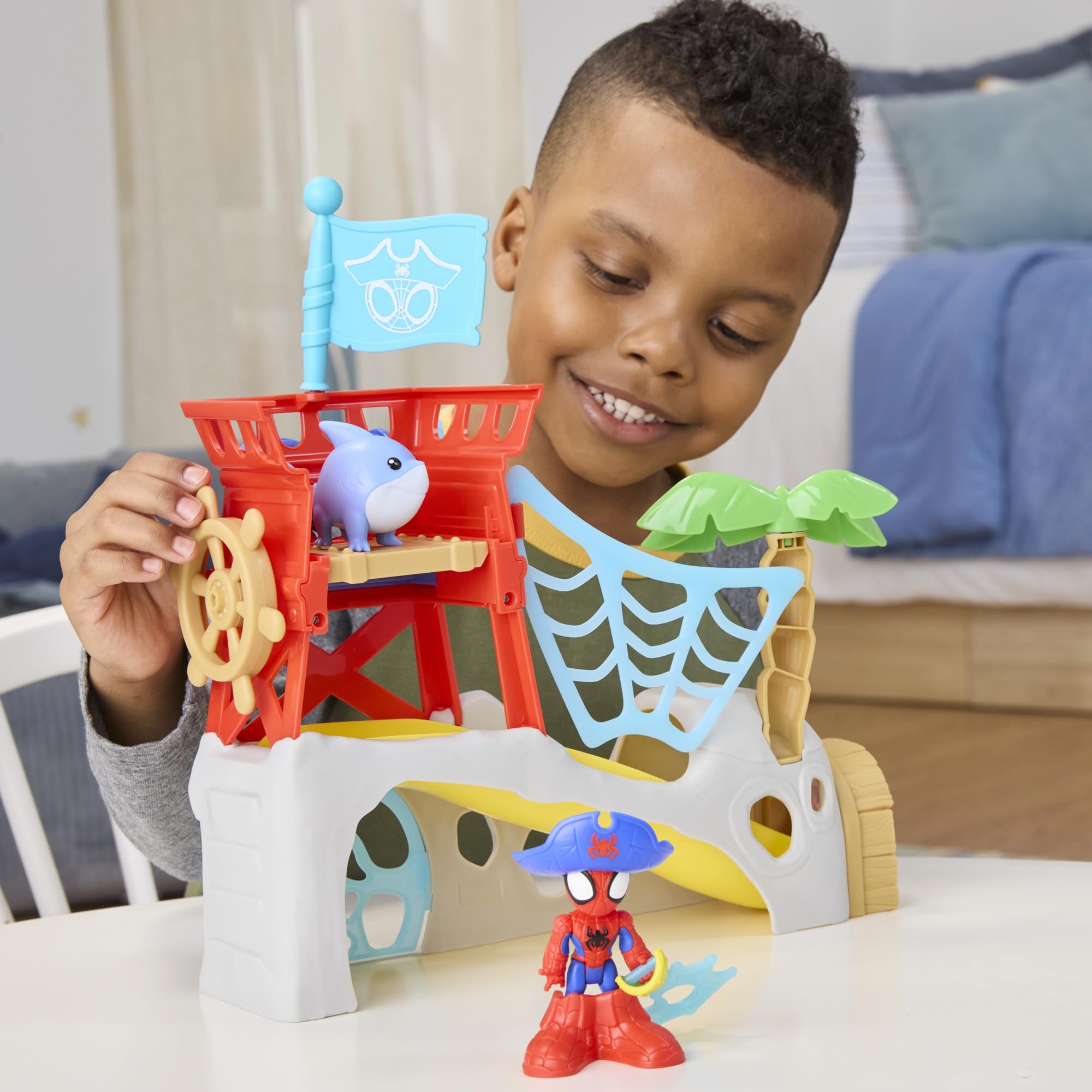 Marvel Spidey and his Amazing Friends Water-Webs Spidey Island Playset with 2 Figures - Ages 3+ 3