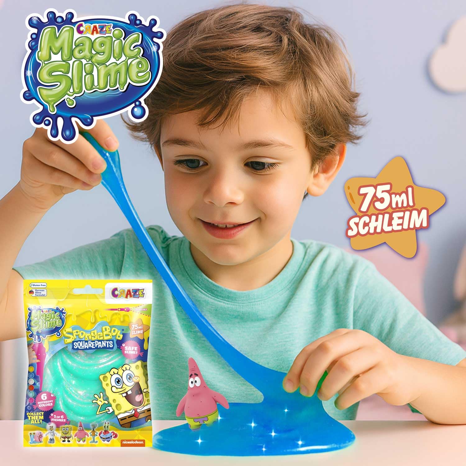 CRAZE Magic Slime Surprise SpongeBob SquarePants Toy Set | Non-Sticky | Ages 3+ 4