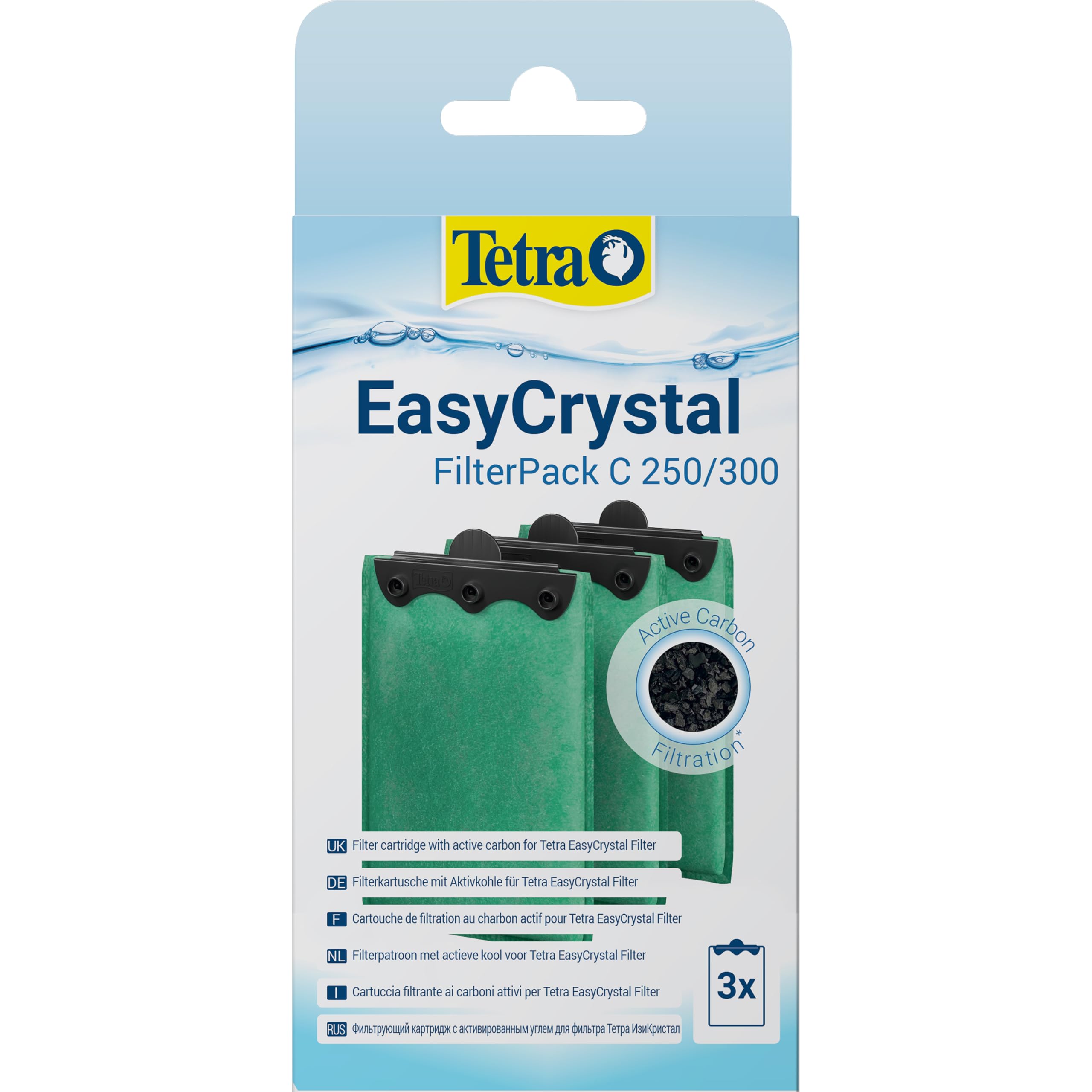 Tetra EasyCrystal Filter Pack C250/300 Filter Material with Activated Carbon | 3 Pieces | Green