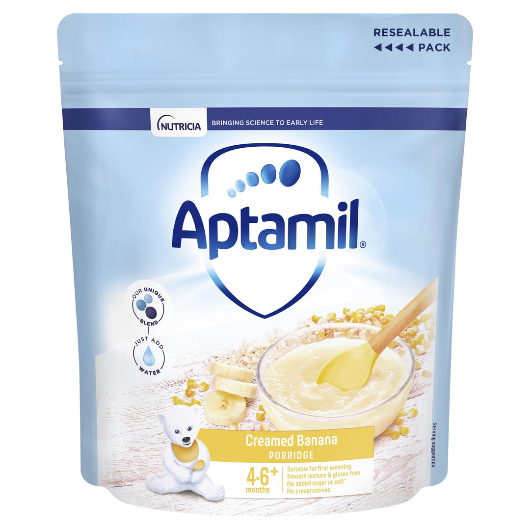 Aptamil Creamed Banana Porridge Baby Food Cereal, 4-6+ Months, 125g