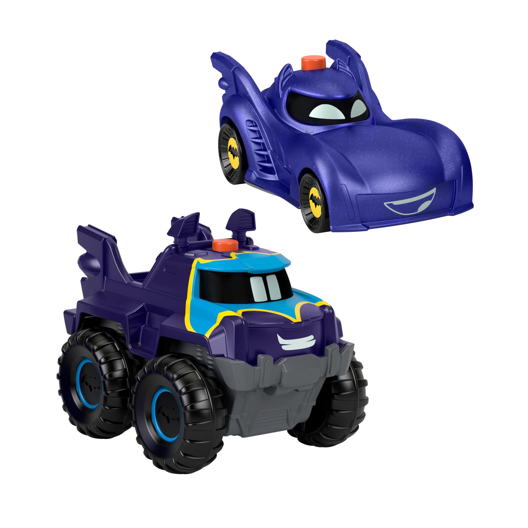 Fisher-Price DC Batwheels Light-Up 1:55 Scale Toy Cars 2-Pack - Bam the Batmobile & Buff the Bat-Truck, Ages 3+ 1