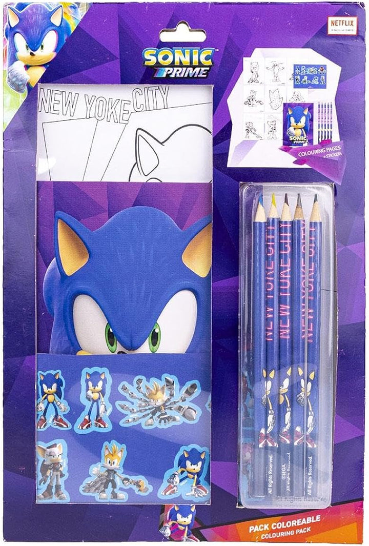 CERDÁ LIFE'S LITTLE MOMENTS Sonic The Hedgehog Kids' Stationery Pack with Colouring Sheets and Pencils (2700000773)