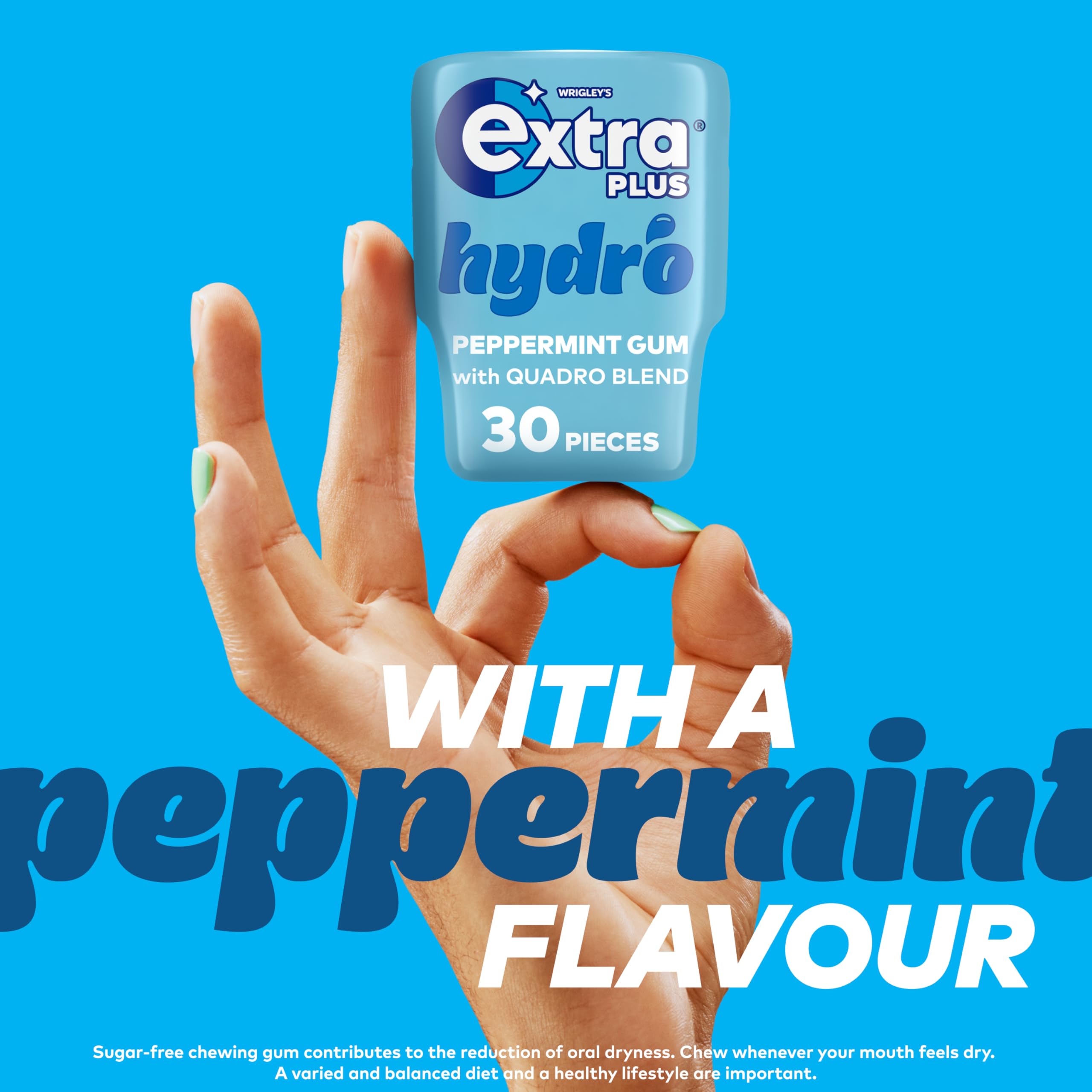 Wrigley's Extra Plus Hydro Spearmint Sugar Free Chewing Gum Bottle - 30 Pieces 5