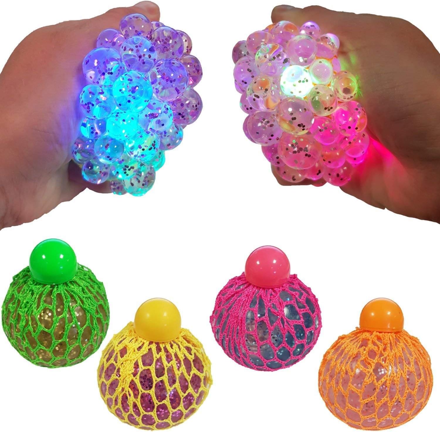 Tobar Glitter Squishy Mesh Ball - Addictive Sensory Toy for Kids 5 Months & Up 1