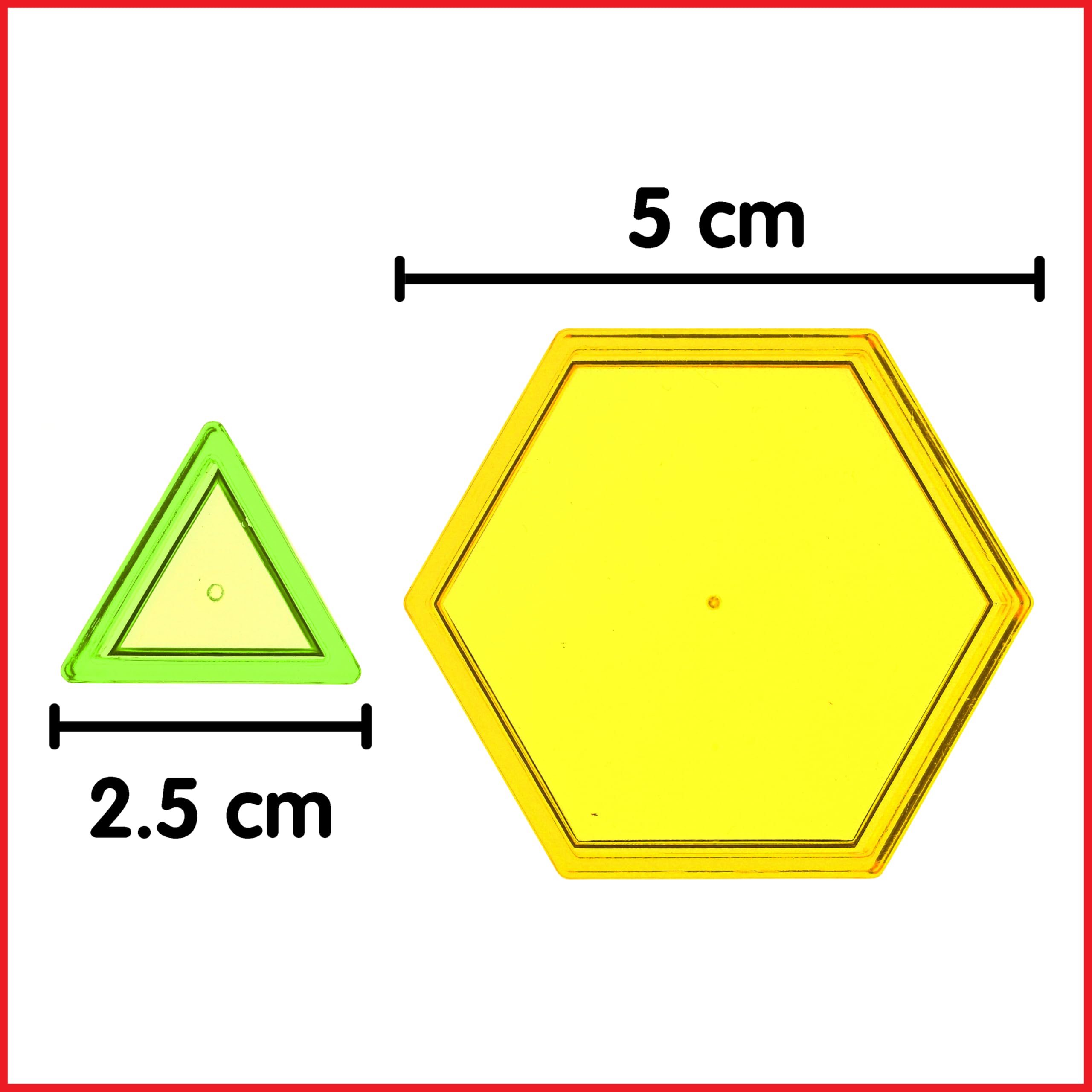 edxeducation Plastic Transparent Pattern Blocks Set - 120 Pieces | Light & Color Exploration | Non-Toxic