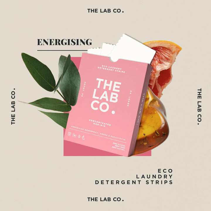 The Lab Co. - Laundry Detergent Strips 64 Loads (Eco Ultra-Concentrated, Non-Bio, Sensitive Skin, Fragrance: Grapefruit Amber Eucalyptus)