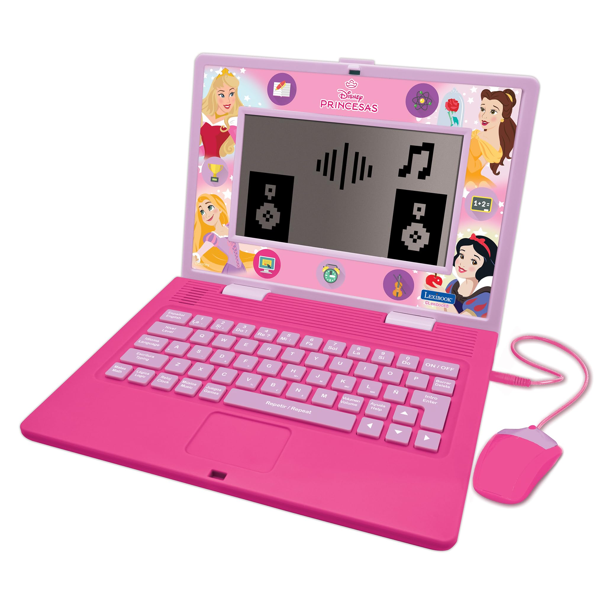 LEXIBOOK Disney Princess Bilingual Educational Laptop - Spanish/English Learning for Kids