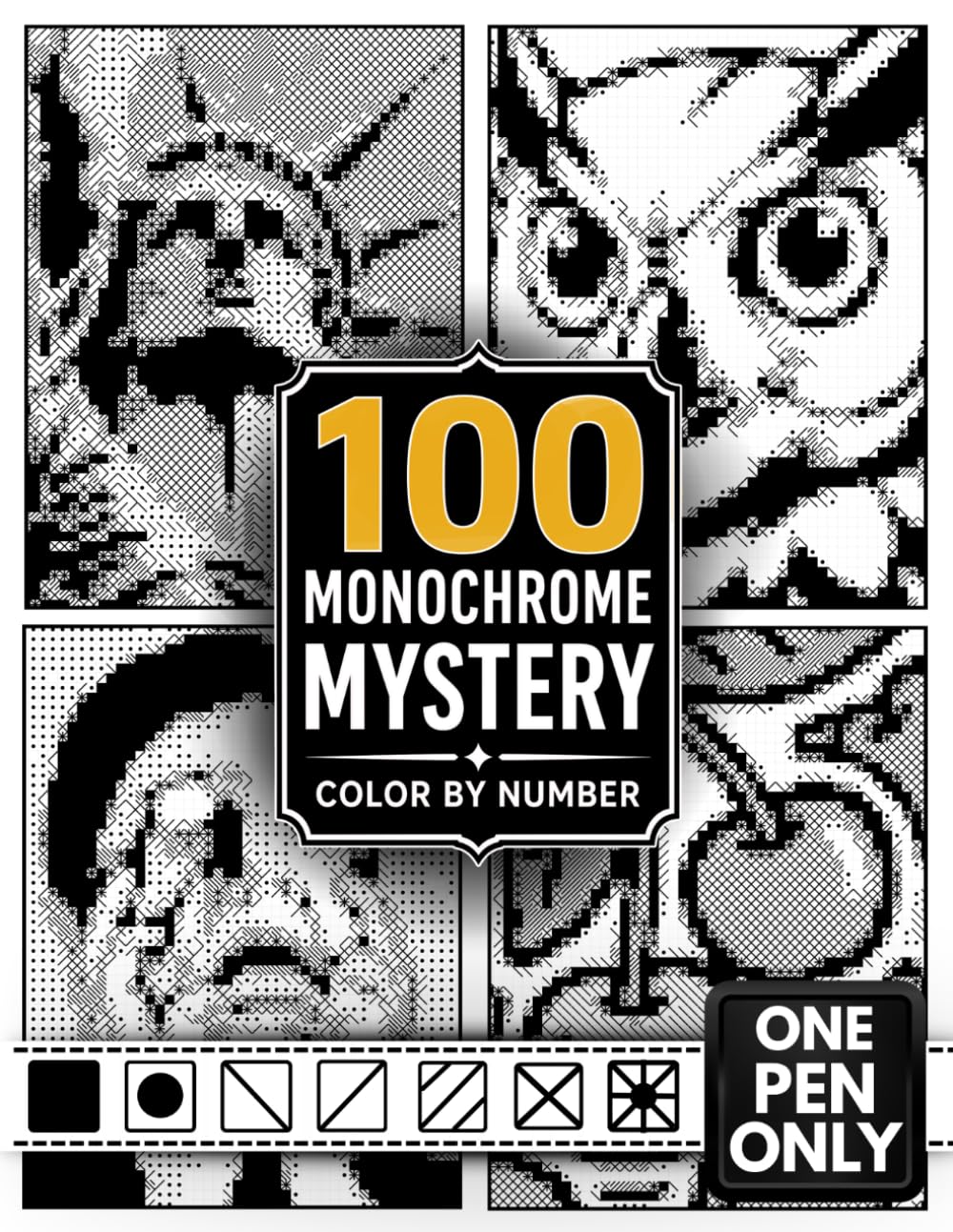 Pixora Zora - 100 Monochrome Mystery Color by Number | Paperback | Large Print