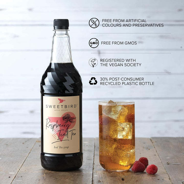Sweetbird Raspberry Iced Tea Syrup (1 Litre) - Vegan Friendly