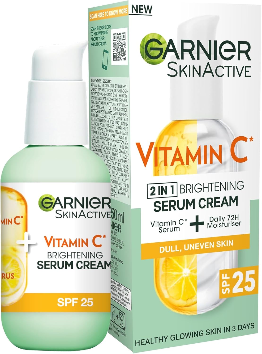 Garnier Vitamin C Serum Cream (50ml) - Brightening Face Moisturizer with 20% Vitamin C & SPF 25 1