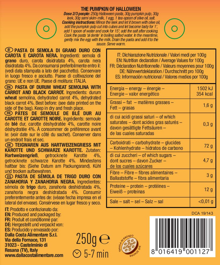 Dalla Costa Halloween Tricolour Pasta 250g