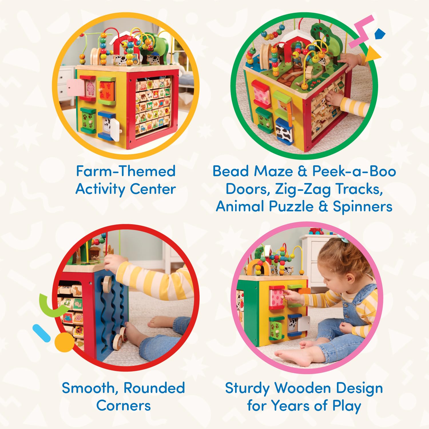 Battat Wooden Activity Cube with Farm Theme | 5 Sides of Fun | Ages 1+ 5