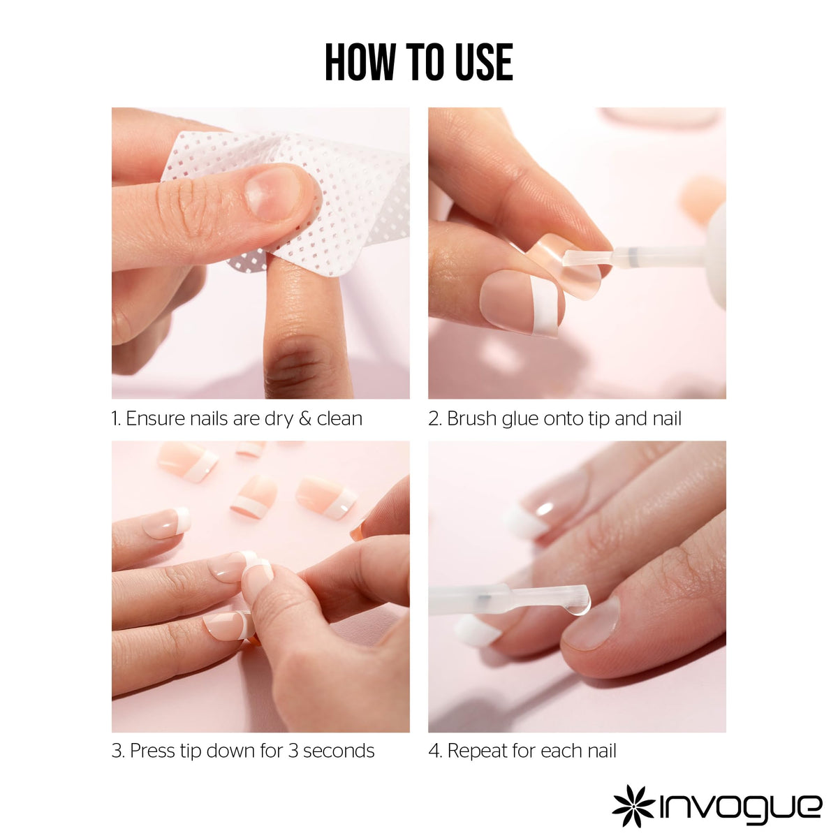 Invogue Brush on Nail Glue - 10 ml, Clear, Fast-Drying
