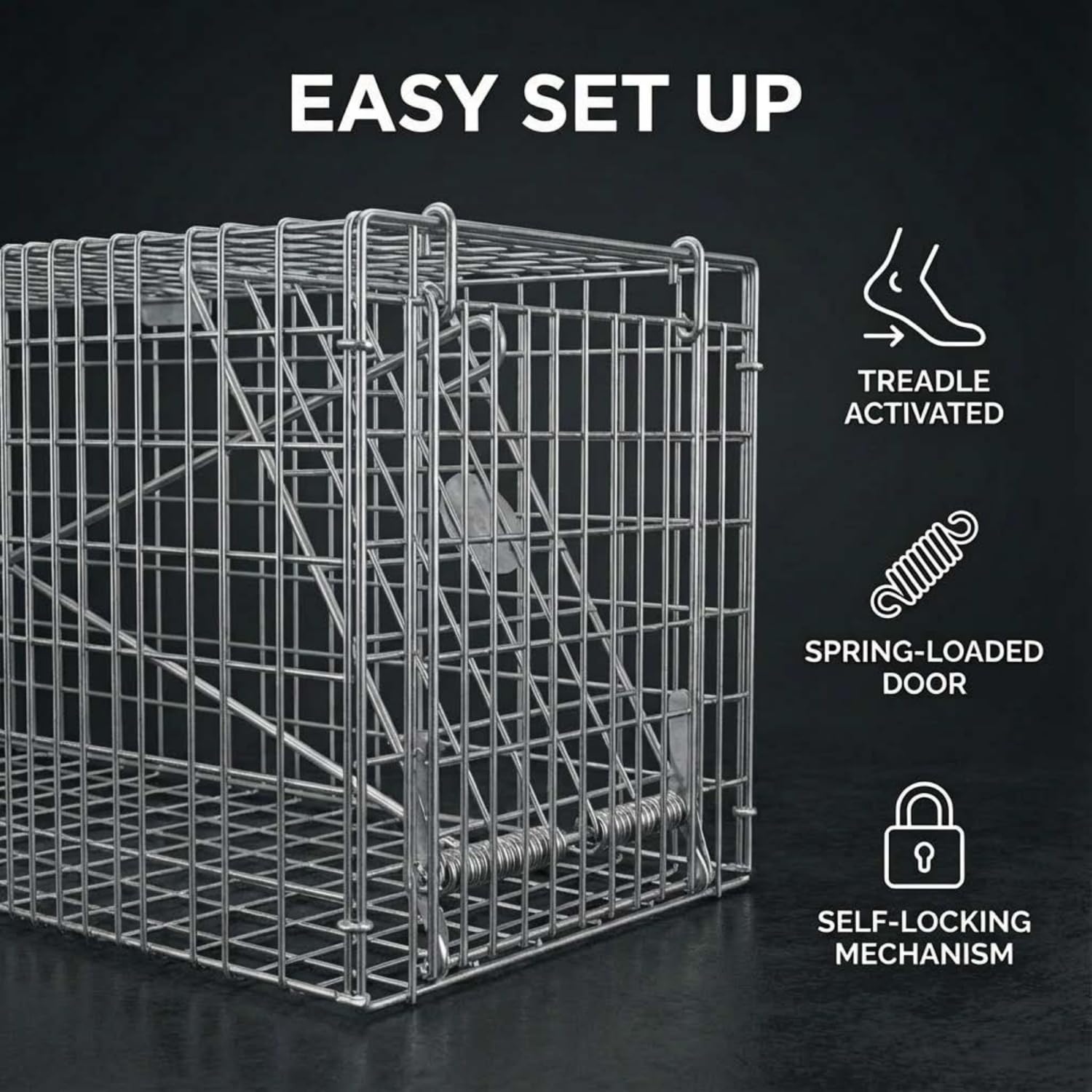 Defenders Live Animal Trap - Humane Capture | Small Cage | Galvanised Mesh 3