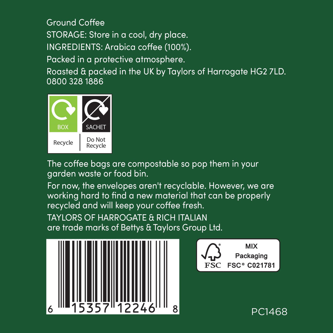 Taylors of Harrogate Rich Italian Coffee Bags (30 Enveloped Bags)