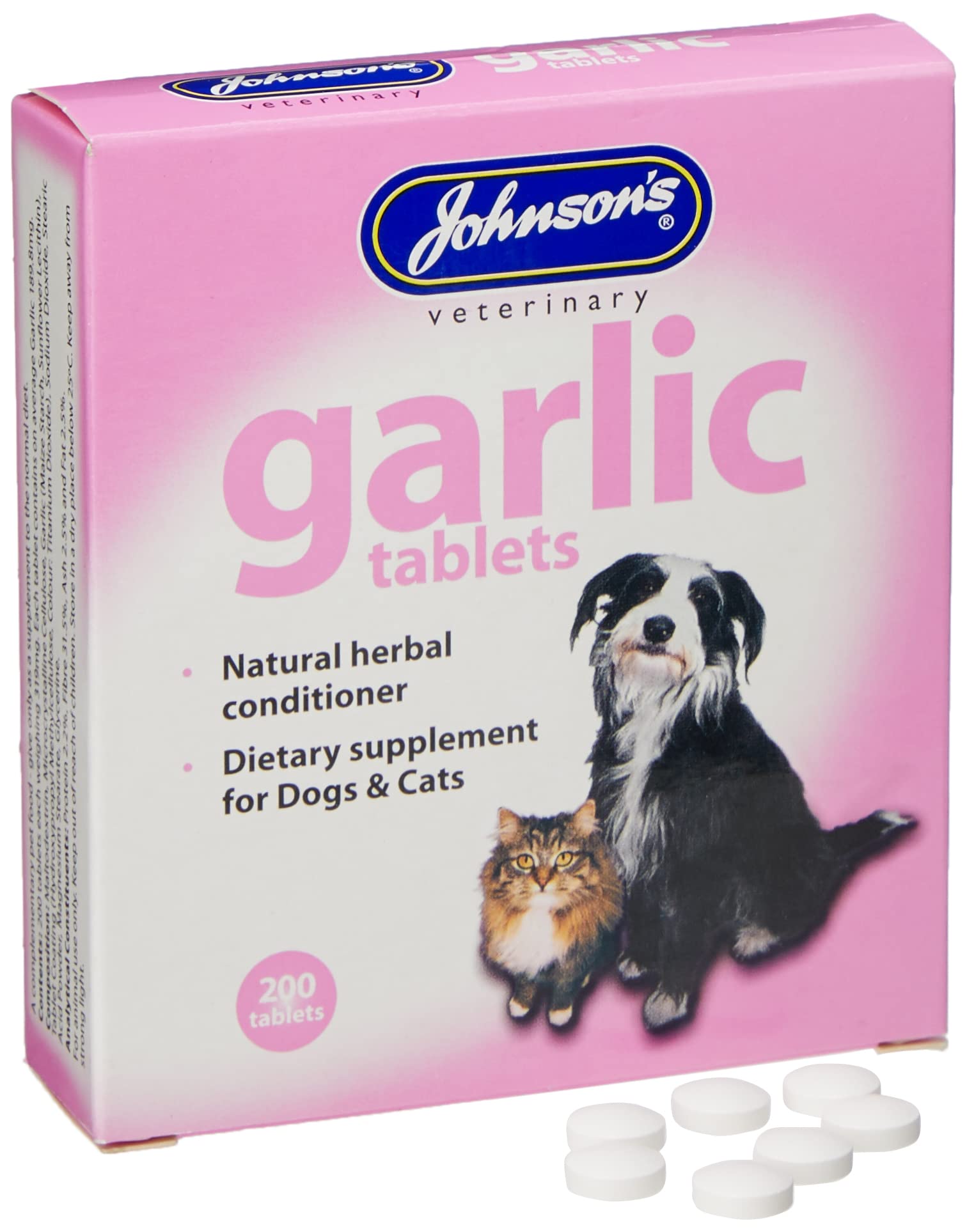 Johnson's Garlic Tablets for Dogs & Cats - Natural Worm Repellent | 200 Count 1